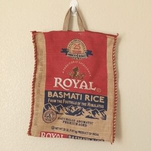 Royal Basmati Jute Burlap Tote Bag with Zipper
